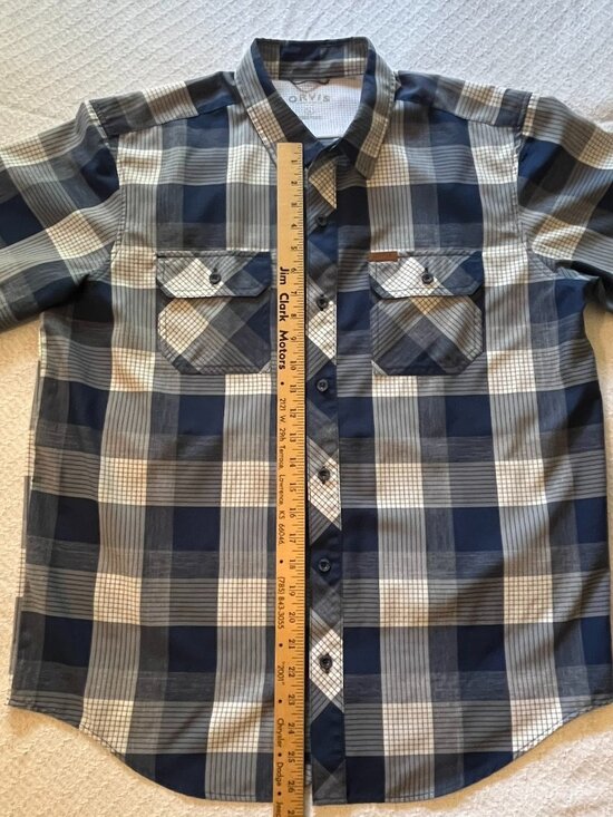 ORVIS Mens Large short sleeve shirt blue plaid - Picture 1 of 5